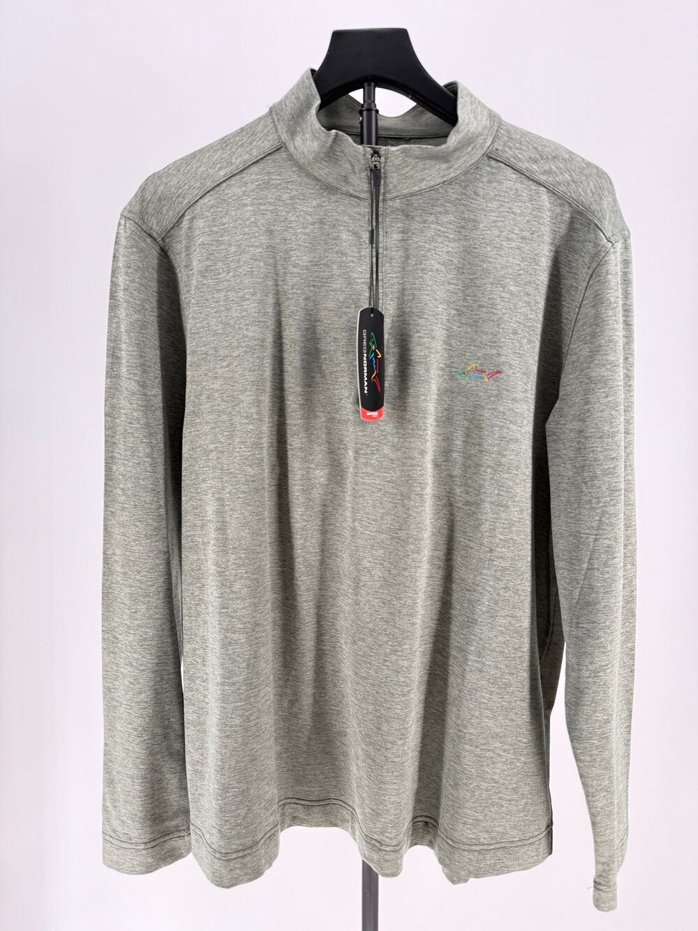 NWT Greg Norman Shark Mens Large 1/4 Zip Performance Pullover Green Golf Shirt L